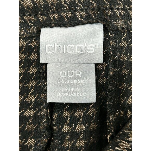 Chicos Womens Brown Black Houndstooth Slim Fit Pants Size 2 - Picture 5 of 9
